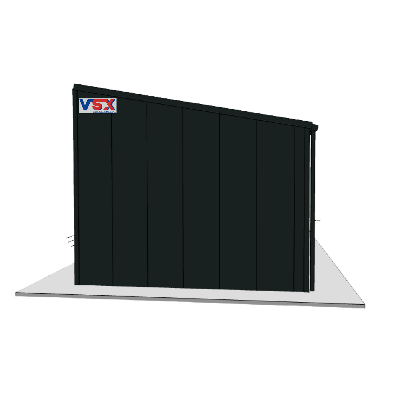 Hangar monopente 12 m x 6m. hauteur 5,3 m 72m2