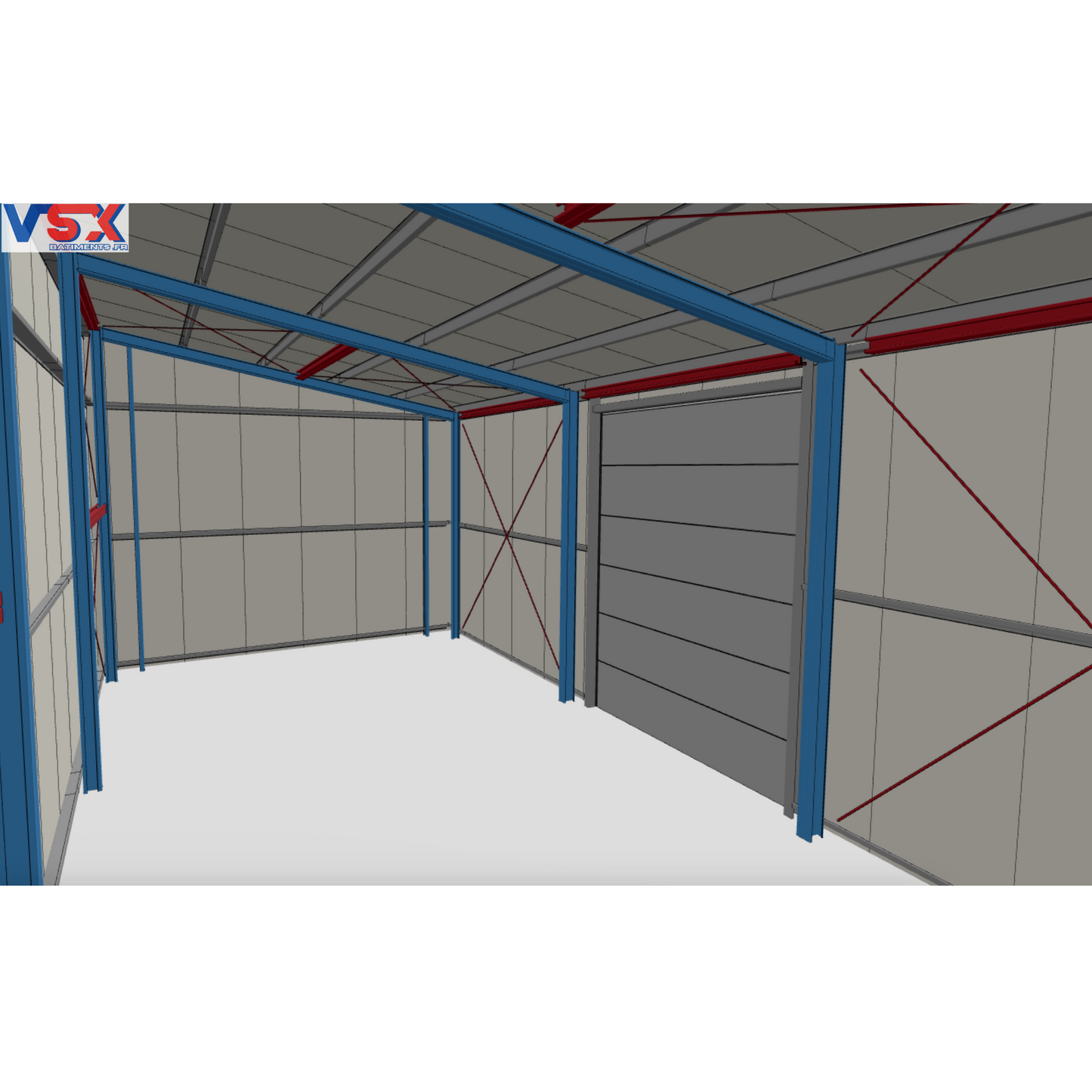 Hangar monopente 12 m x 6m. hauteur 5,3 m 72m2