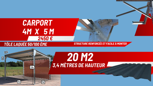 Carport en Kit Galvanisé 20m² - Protection Véhicules